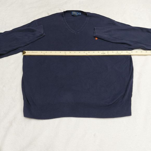 Polo Ralph Lauren Sweater Mens Size XL Blue V Neck Long Sleeve Pima Cotton - Picture 4 of 7